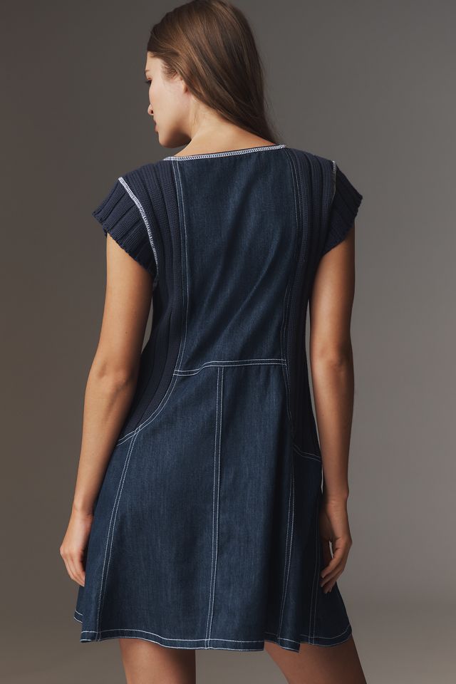 Pilcro Cap-Sleeve Denim Swing Mini Dress #1