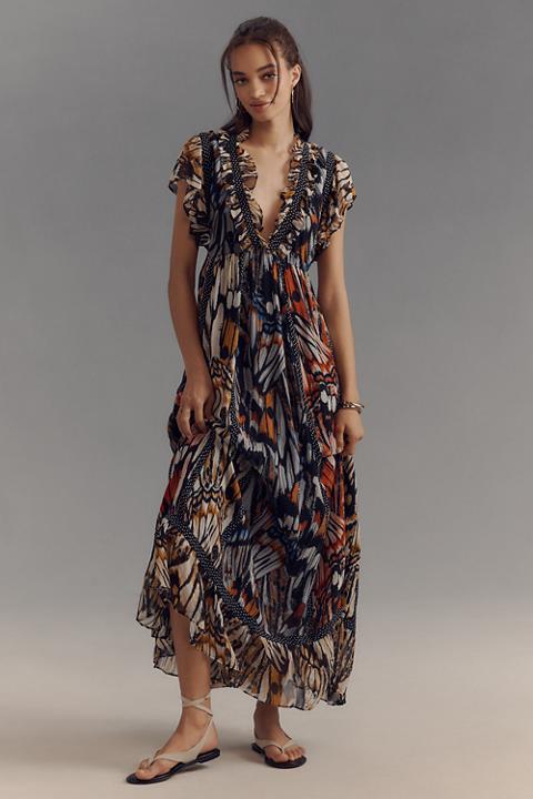 Maeve Short-Sleeve V-Neck Midi Dress