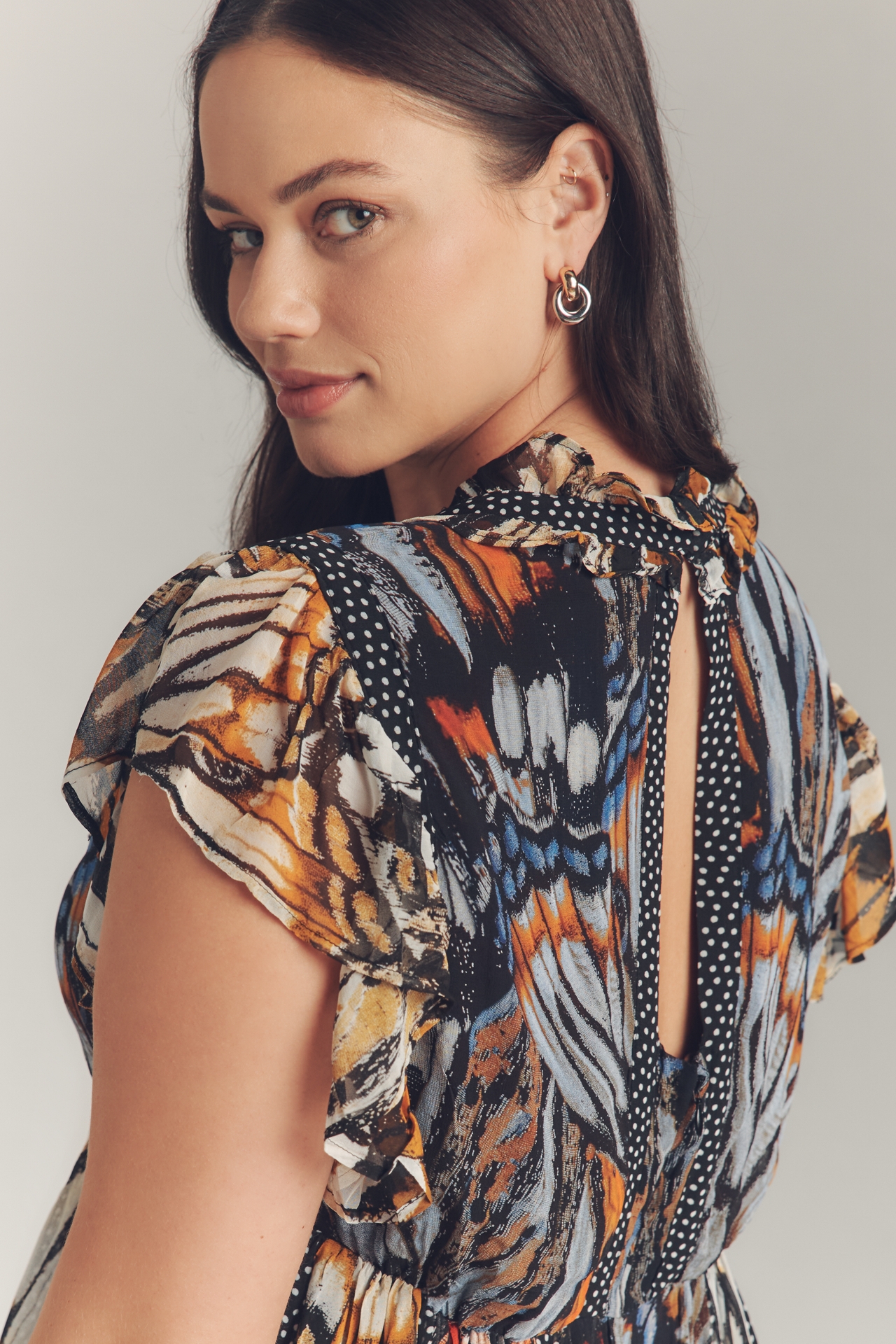 Maeve Short-Sleeve V-Neck Midi Dress