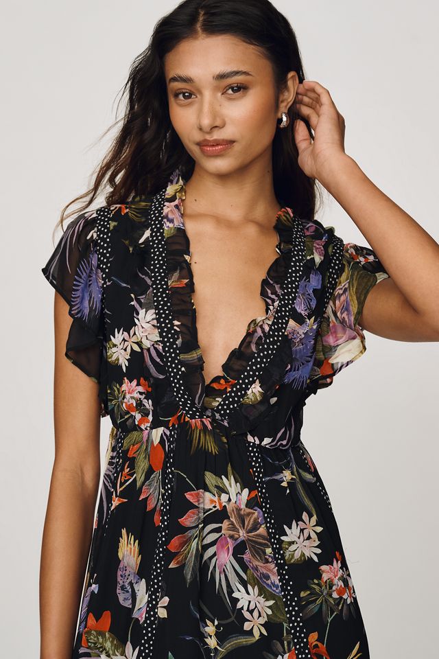 Maeve Short-Sleeve V-Neck Midi Dress | Anthropologie