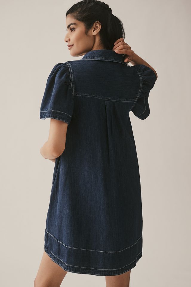 By Anthropologie Embroidered Denim Shirt Dress #1