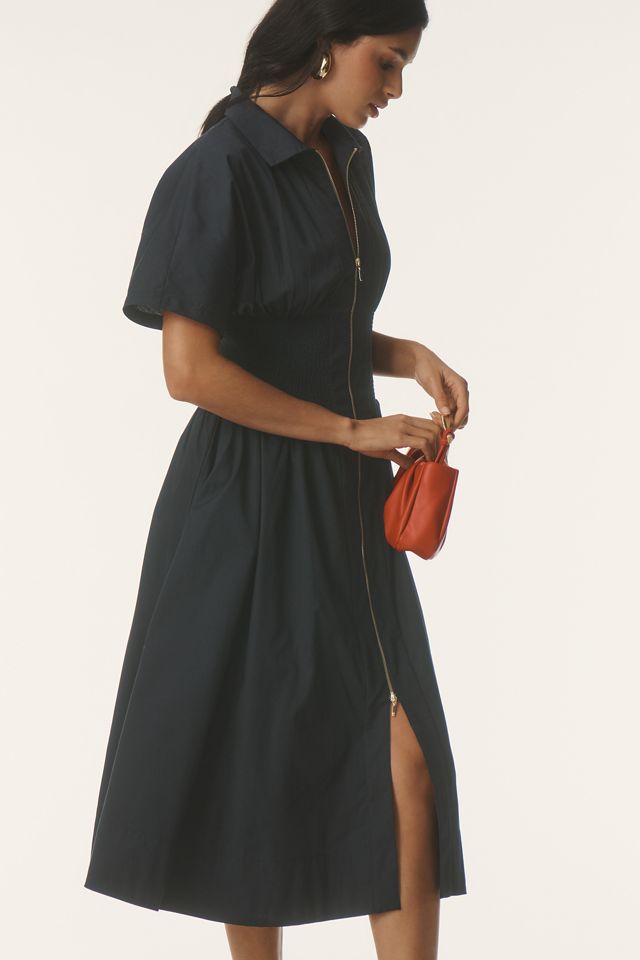 The Tommie Short-Sleeve Smocked Front-Zip Shirt Dress #3