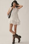 By Anthropologie Sleeveless Ruffle Mini Shirt Dress