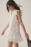 By Anthropologie Sleeveless Ruffle Mini Shirt Dress