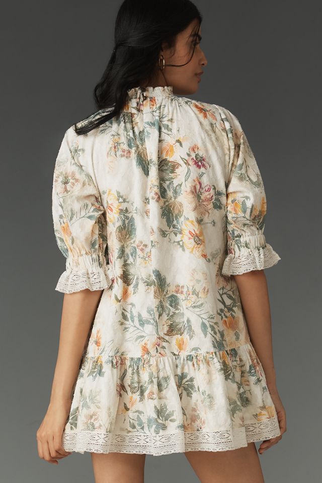 Pilcro Short-Sleeve Mock-Neck Ruffle Mini Dress