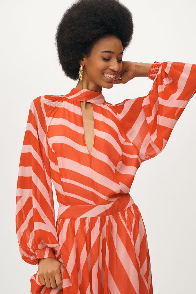 Robe longue Maeve à manches évêque et col montant #2