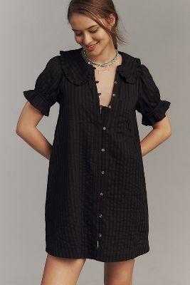 Pilcro The Keira Collared Button-front Mini Dress By