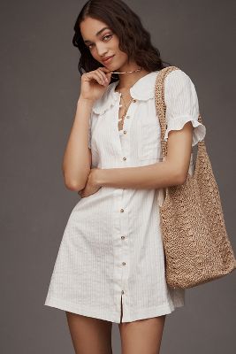 Pilcro The Keira Collared Button-front Mini Dress By