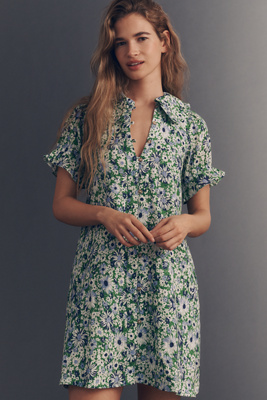 slim fit dress slacks Ranna Gill Anthropologie Army Green Plaid Dress with Floral Embroidery –  The Thrifty Hippy main image 1