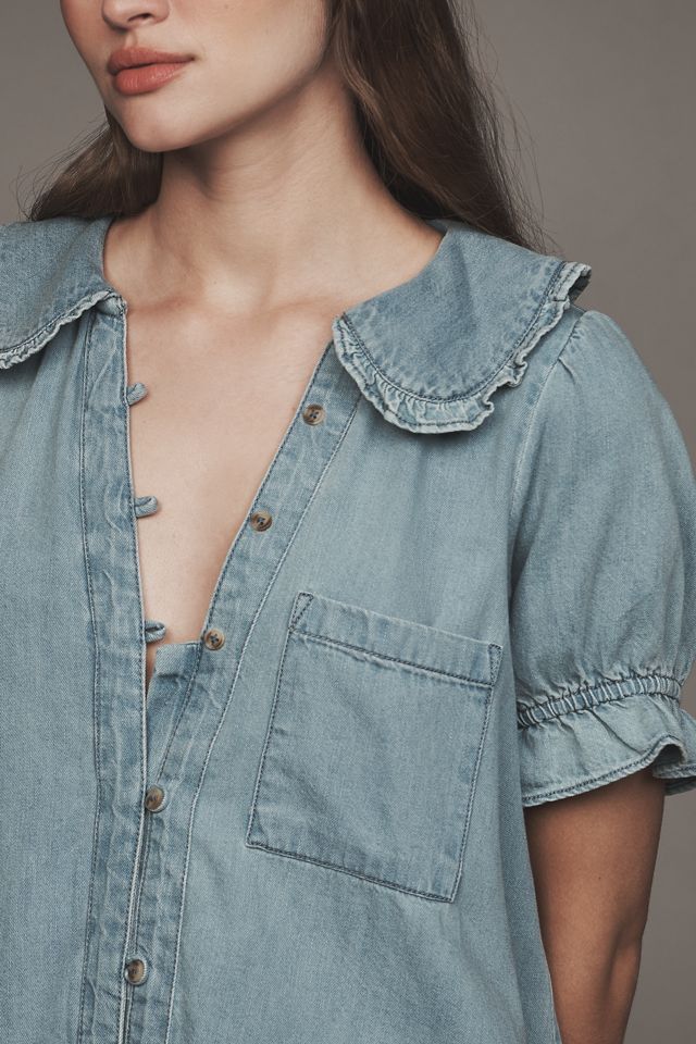The Keira Collared Button-Front Mini Dress by Pilcro
