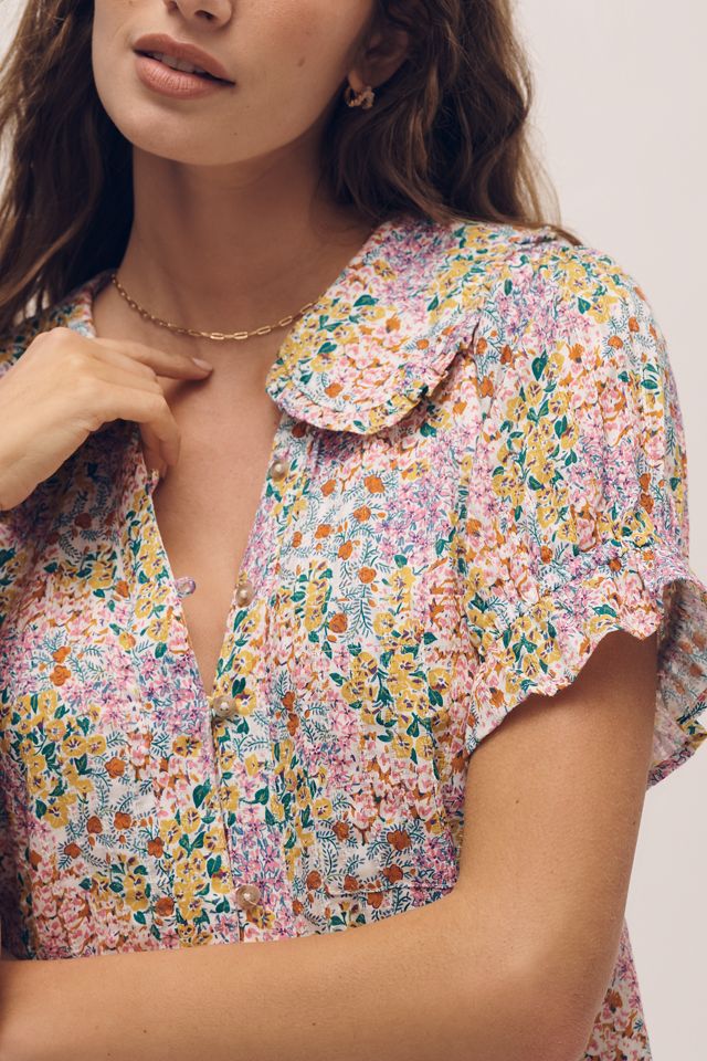 The Pilcro Keira Collared Button-Front Mini Dress #1