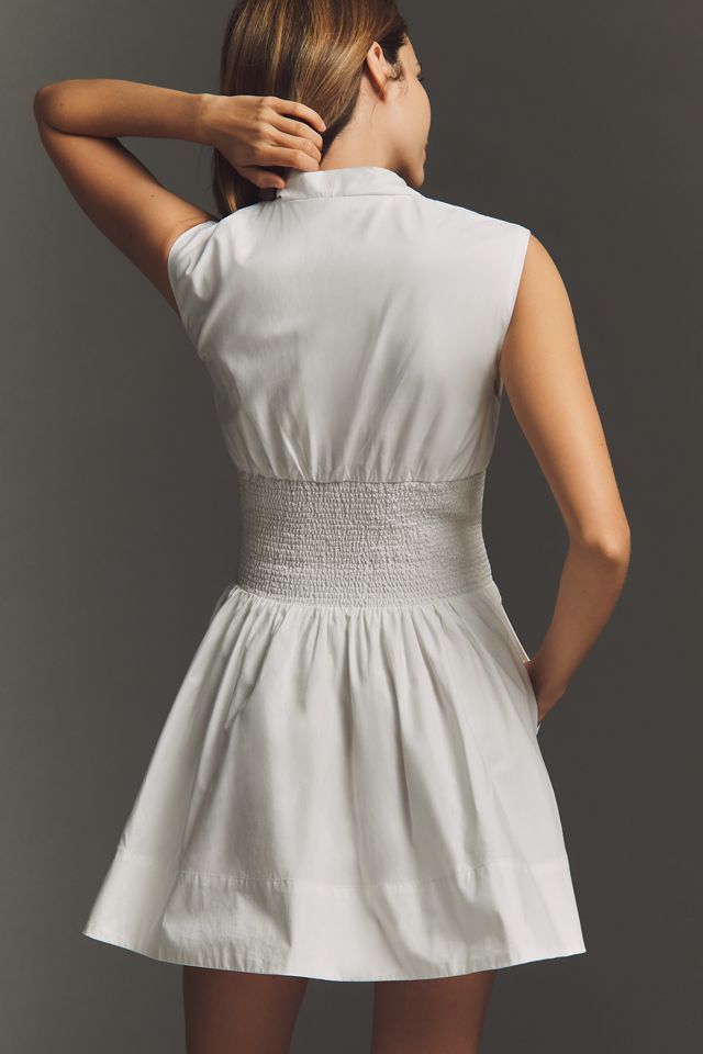The Tommie Cap-Sleeve Smocked Front-Zip Shirt Dress: Mini Edition #1
