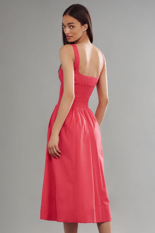 The Tommie Sleeveless Scoop-Neck Smocked Front-Zip Shirt Dress #1