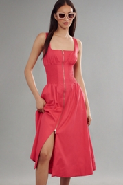The Tommie Smocked Front-Zip Shirt Dress: Sleeveless Scoop-Neck Edition