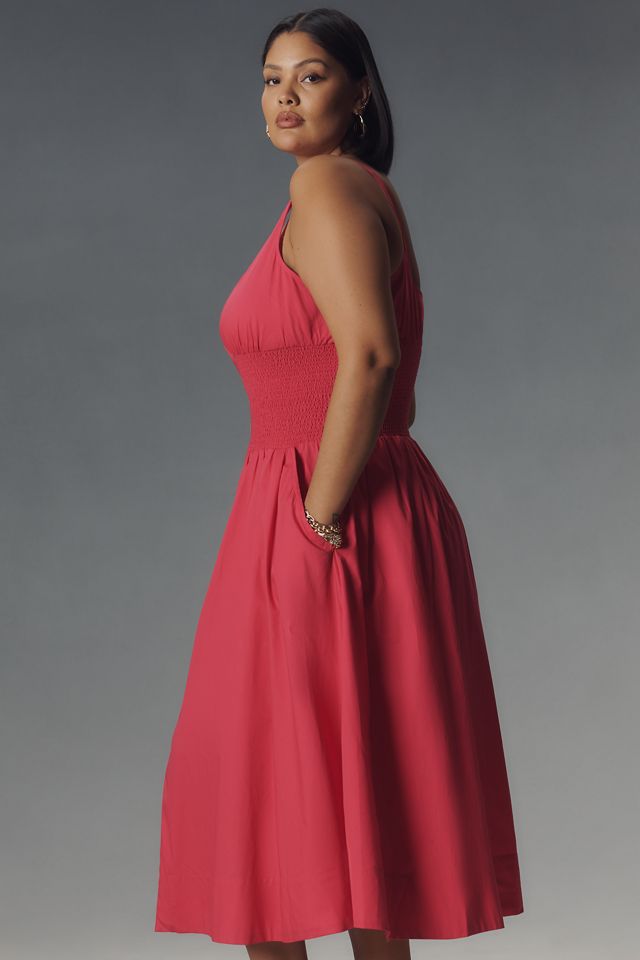 The Tommie Sleeveless Scoop-Neck Smocked Front-Zip Shirt Dress #6