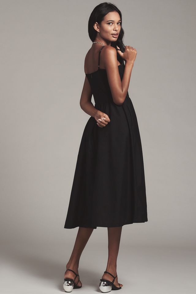 Maeve Sleeveless Square-Neck Drop-Waist Midi Dress