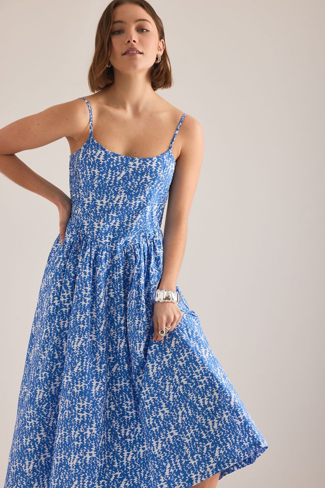 100% Cotton Sleeveless Square Neck Midi Dress #7