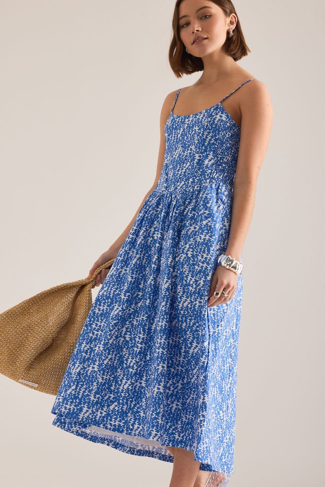 100% Cotton Sleeveless Square Neck Midi Dress #8