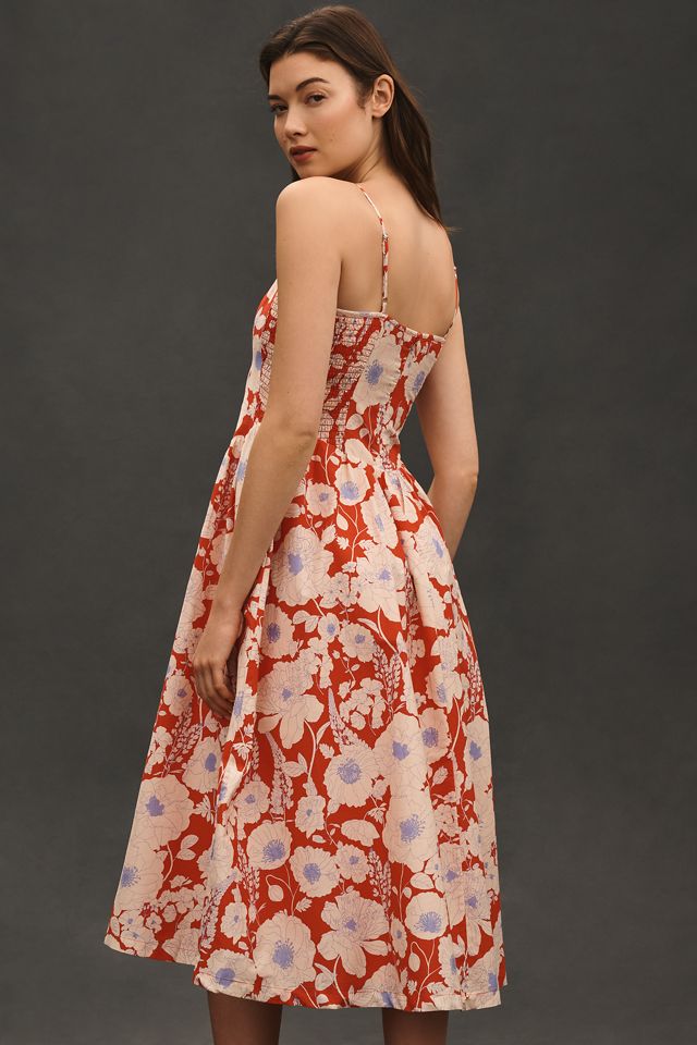 Maeve Sleeveless Square-Neck Drop-Waist Midi Dress #1