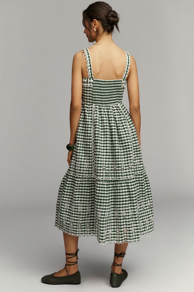 Robe midi à carreaux vichy sans manches avec décolleté en cœur By Anthropologie #2