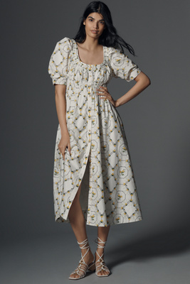 By Anthropologie Short-Sleeve High-Low Midi Dress