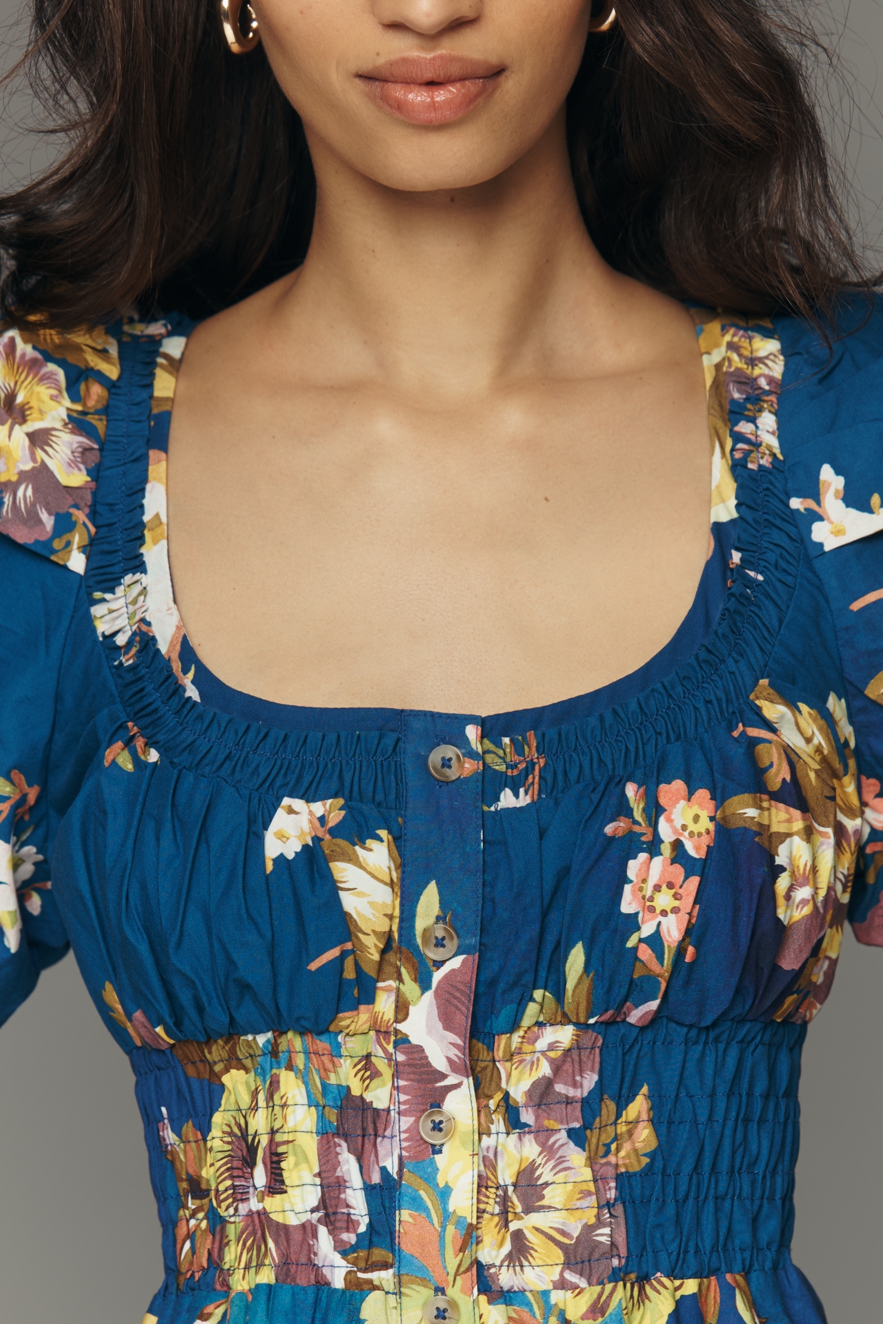 By Anthropologie Short-Sleeve High-Low Midi Dress