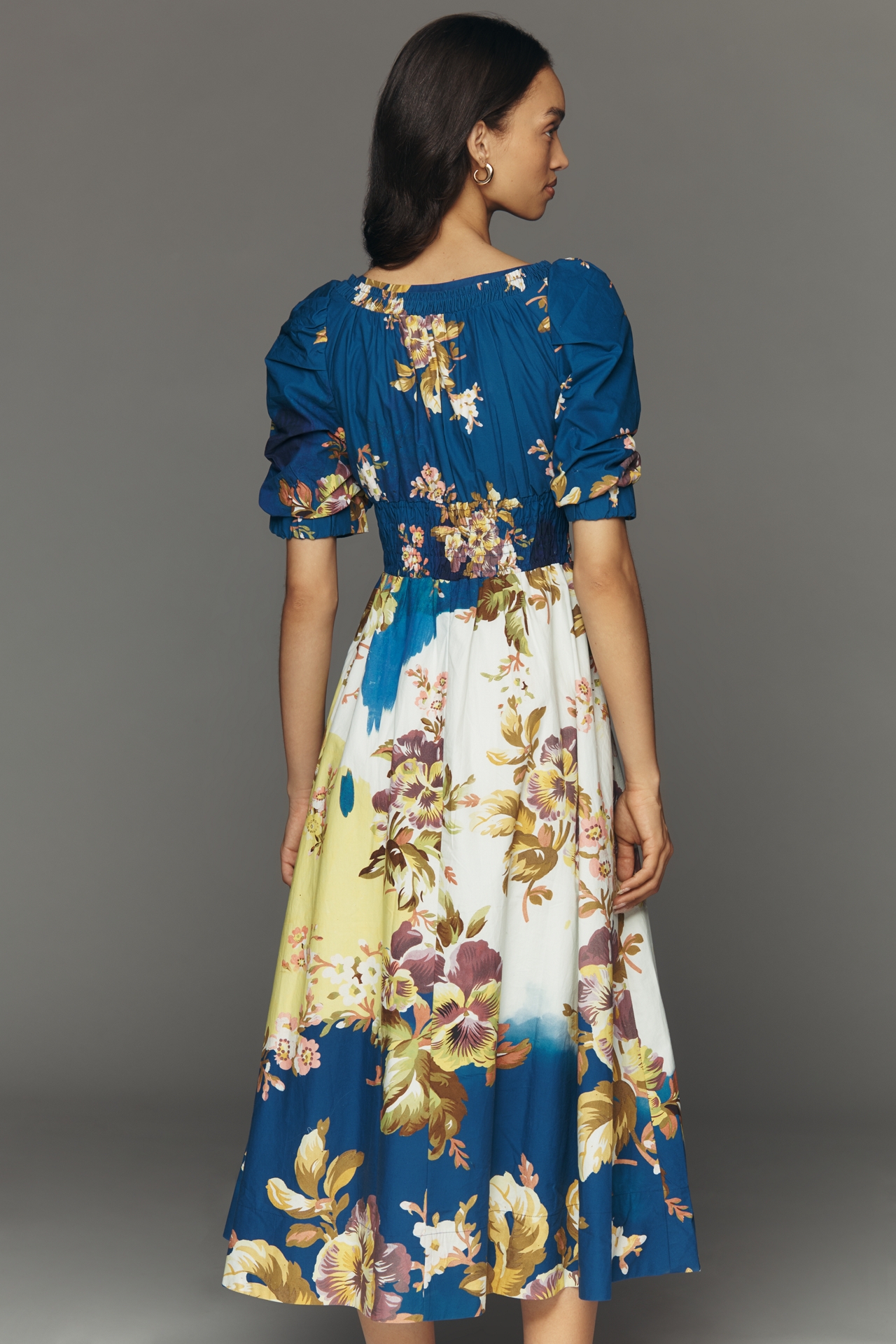 By Anthropologie Short-Sleeve High-Low Midi Dress