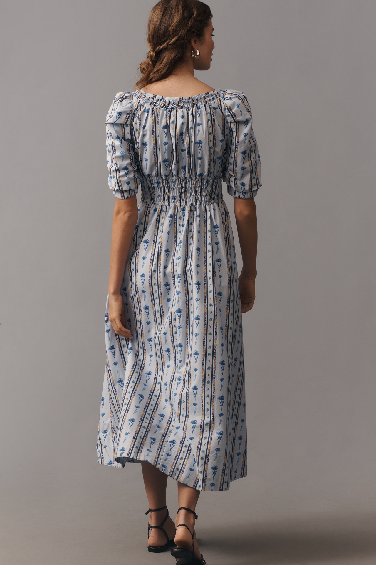 By Anthropologie Short-Sleeve High-Low Midi Dress