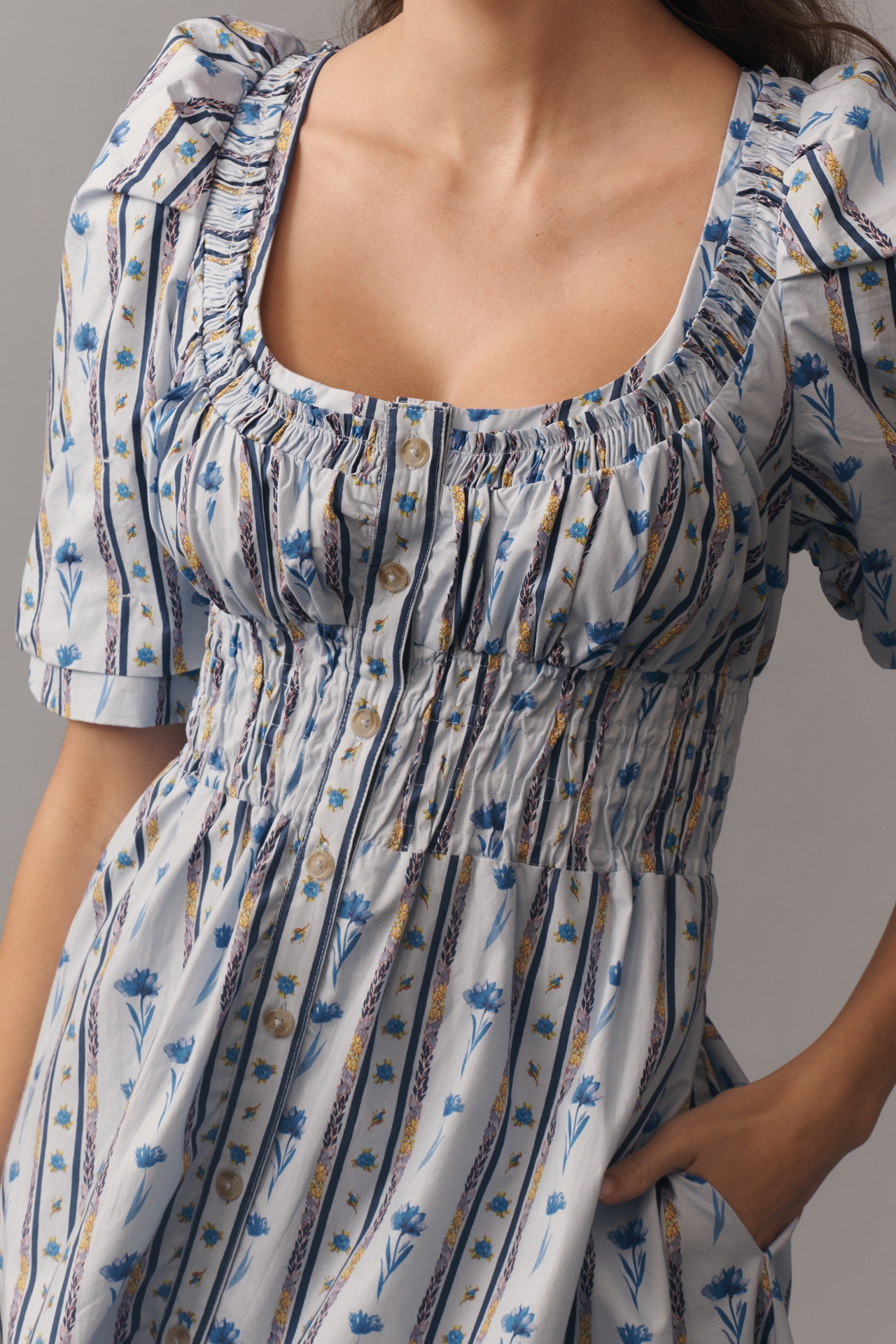 By Anthropologie Short-Sleeve High-Low Midi Dress