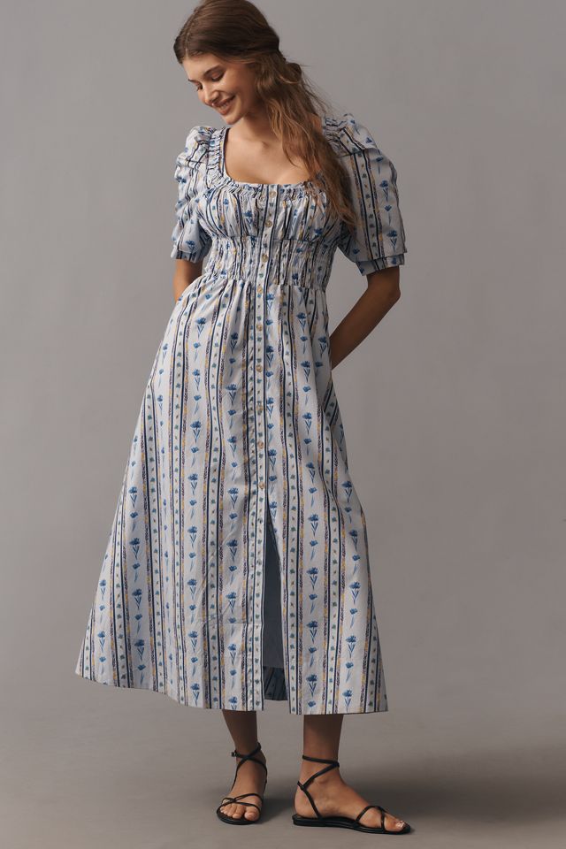 By Anthropologie Short-Sleeve High-Low Midi Dress #3