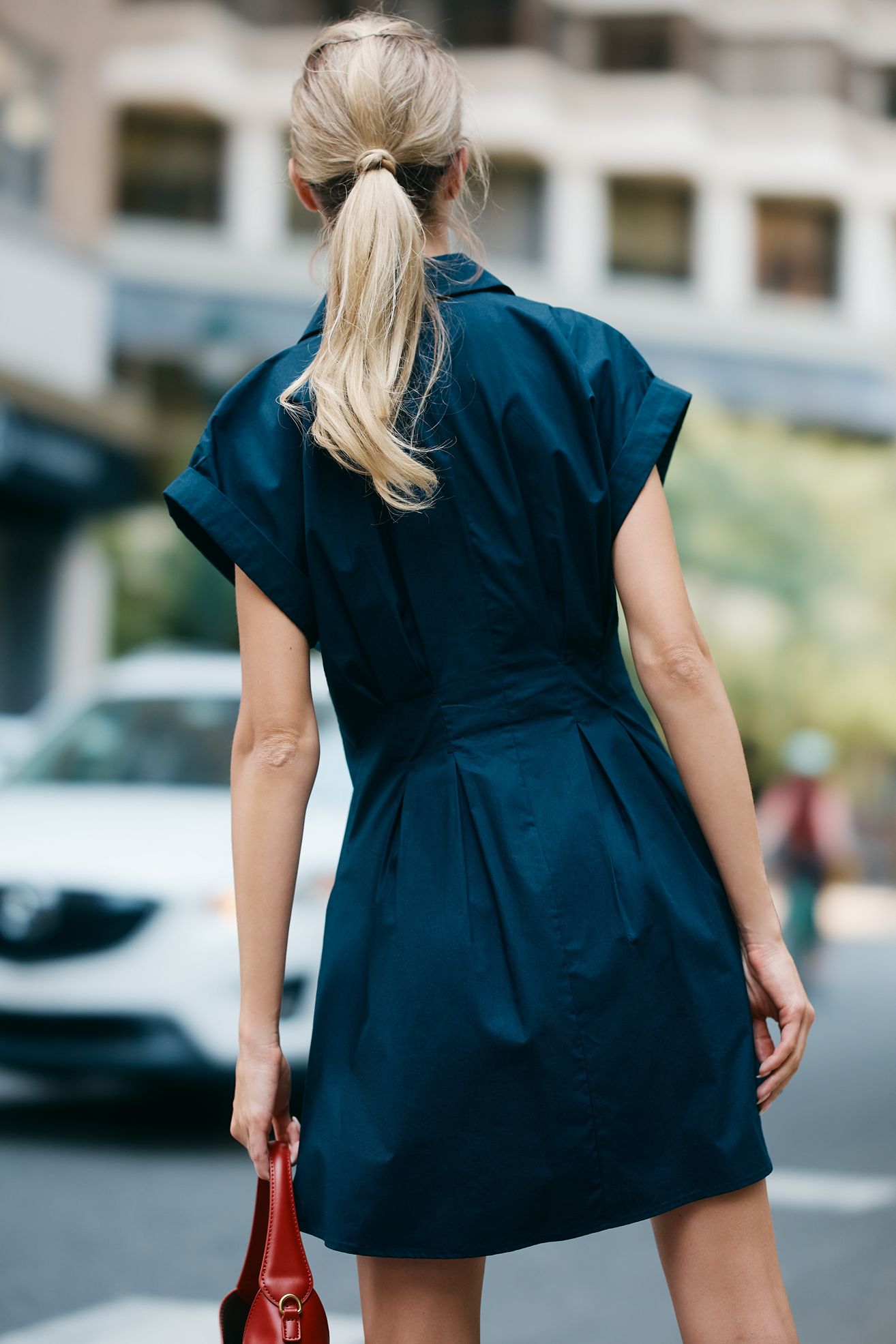 By Anthropologie Short-Sleeve Belted Shirt Dress