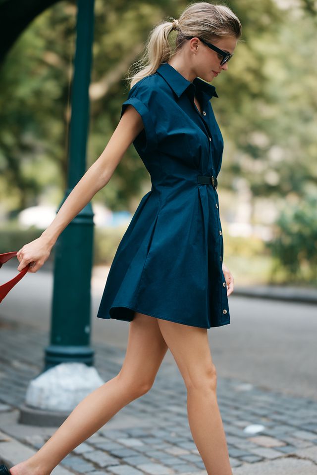 By Anthropologie Short-Sleeve Belted Shirt Dress