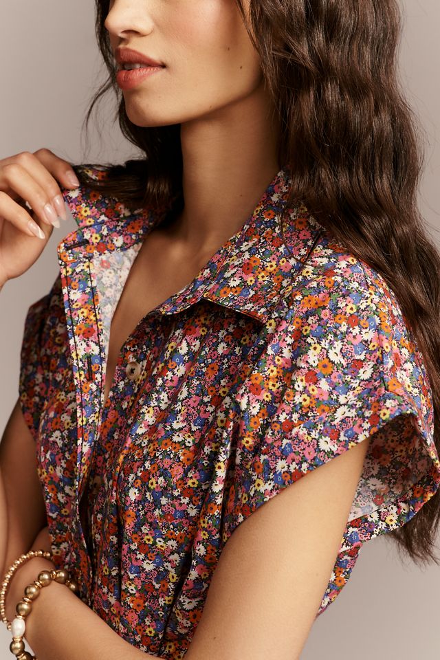 Faye Short-Sleeve Belted Shirtdress #1