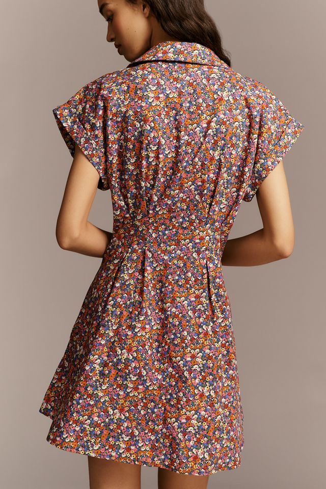 Faye Short-Sleeve Belted Shirtdress #3