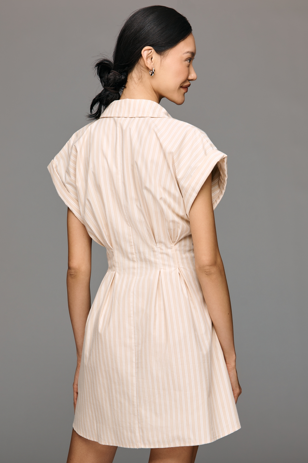 Faye Short-Sleeve Belted Shirtdress