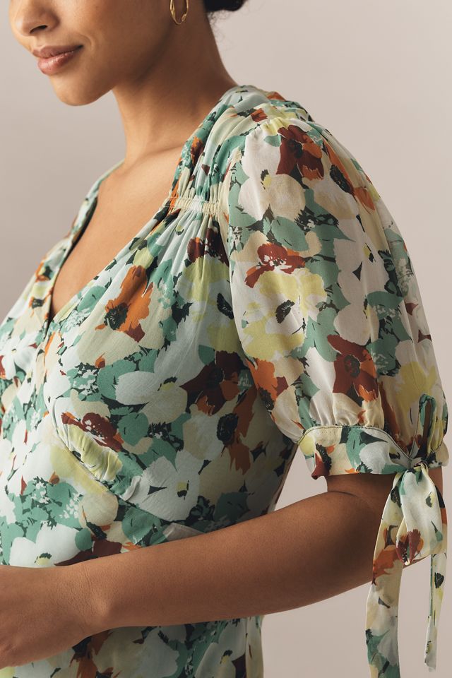 By Anthropologie Short-Sleeve V-Neck Slip Midi Dress #4