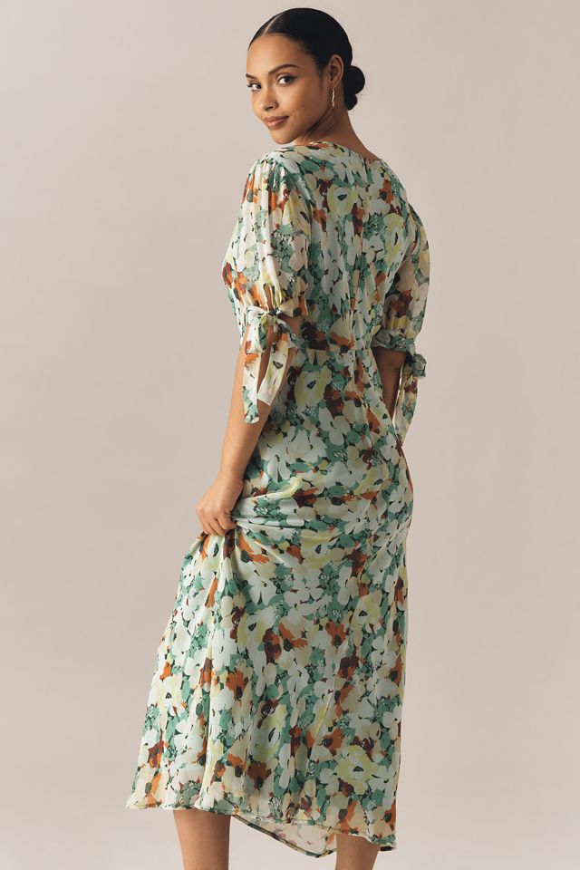 By Anthropologie Short-Sleeve V-Neck Slip Midi Dress #5