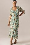 By Anthropologie Short-Sleeve V-Neck Slip Midi Dress