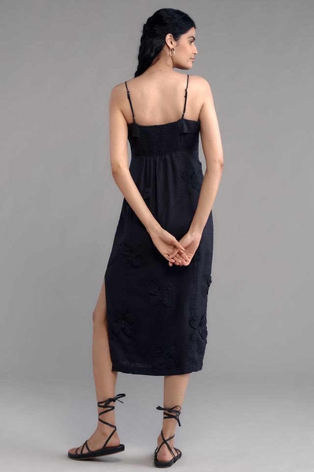 Anthropologie ★ Maeve Linen Blend Applique Midi Dress Maeve Linen Blend Appliqué Midi Dress | Anthropologie