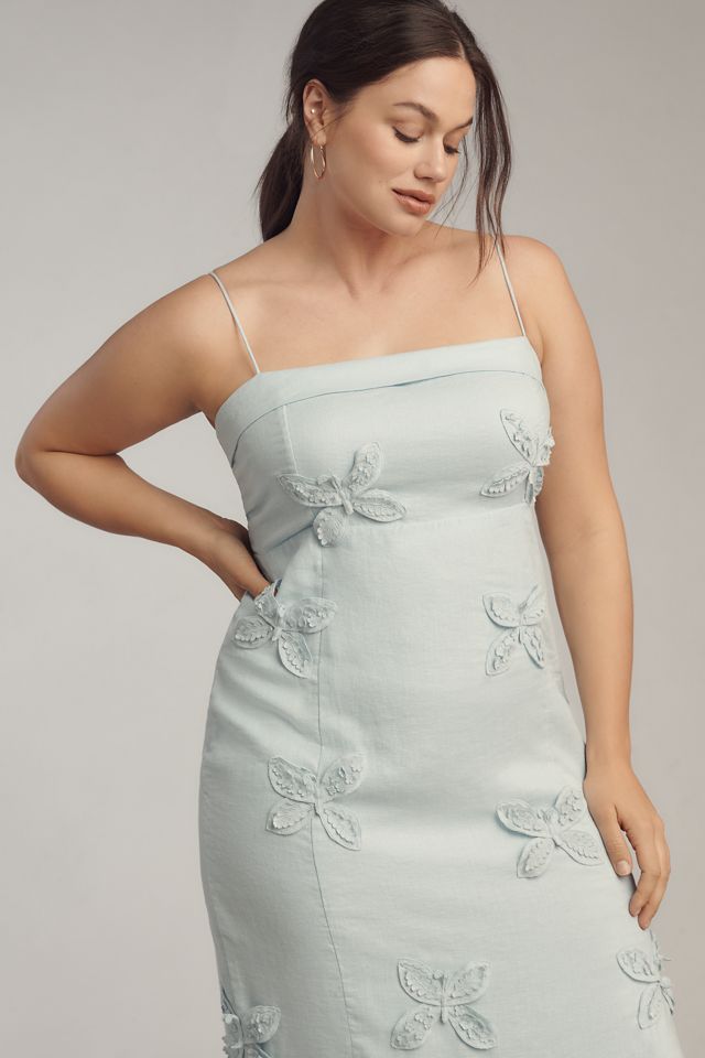 Anthropologie ★ Maeve Linen Blend Applique Midi Dress Maeve Linen Blend Appliqué Midi Dress | Anthropologie