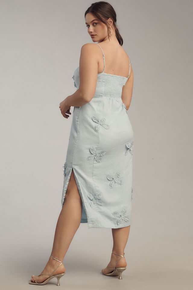 Anthropologie ★ Maeve Linen Blend Applique Midi Dress Maeve Linen Blend Appliqué Midi Dress | Anthropologie