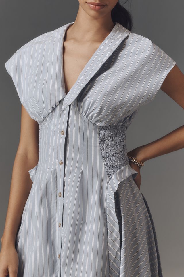 By Anthropologie Short-Sleeve V-Neck Pleated Midi Dress #3