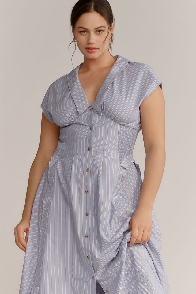 By Anthropologie Short-Sleeve V-Neck Pleated Midi Dress #5