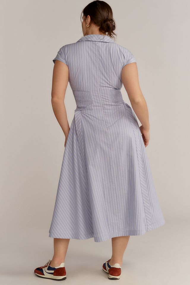 By Anthropologie Short-Sleeve V-Neck Pleated Midi Dress #6