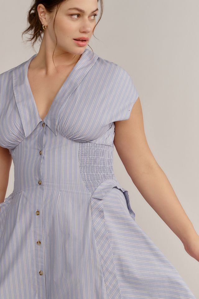 By Anthropologie Short-Sleeve V-Neck Pleated Midi Dress #7