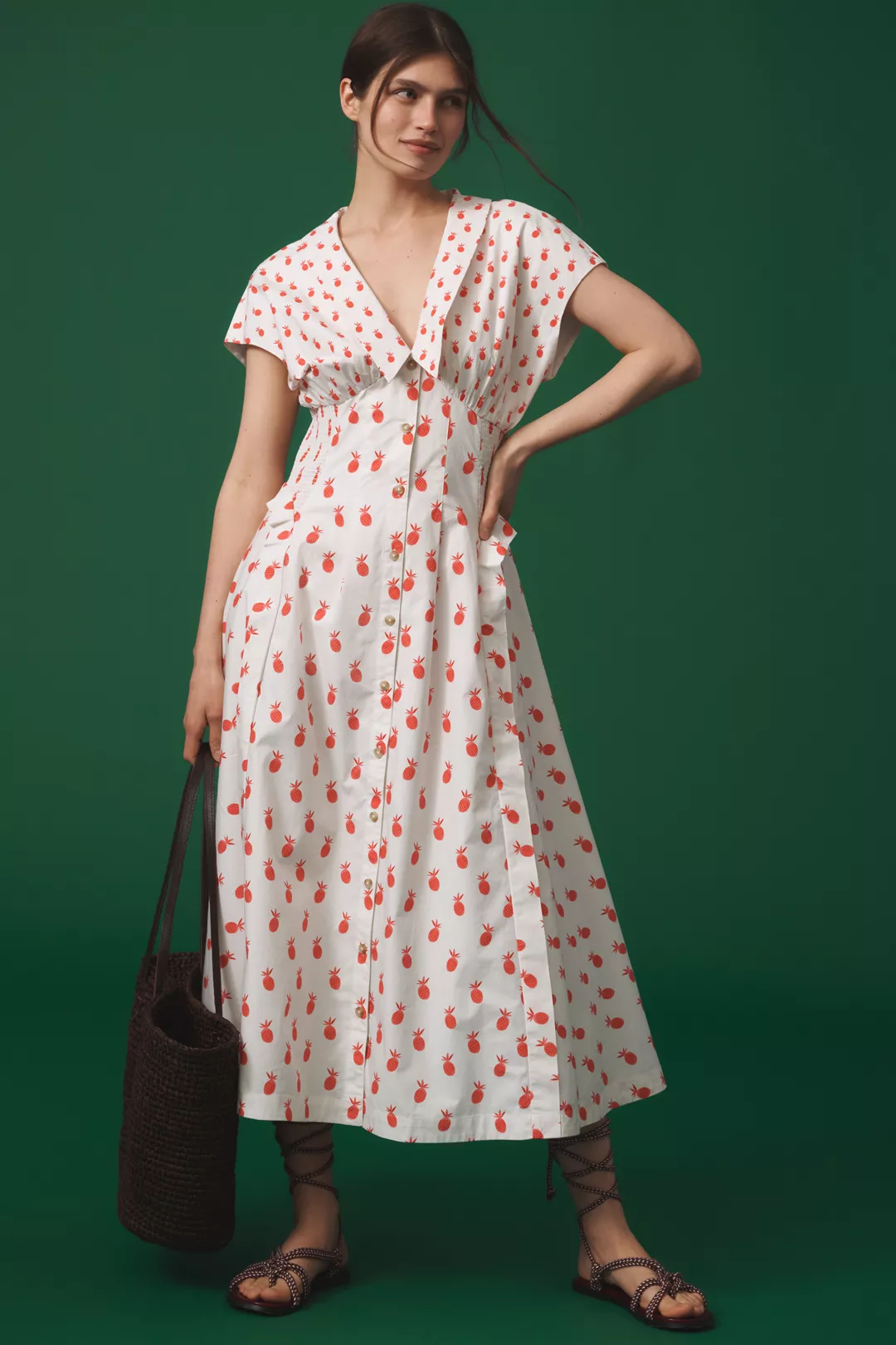 A pineapple-print midi dress