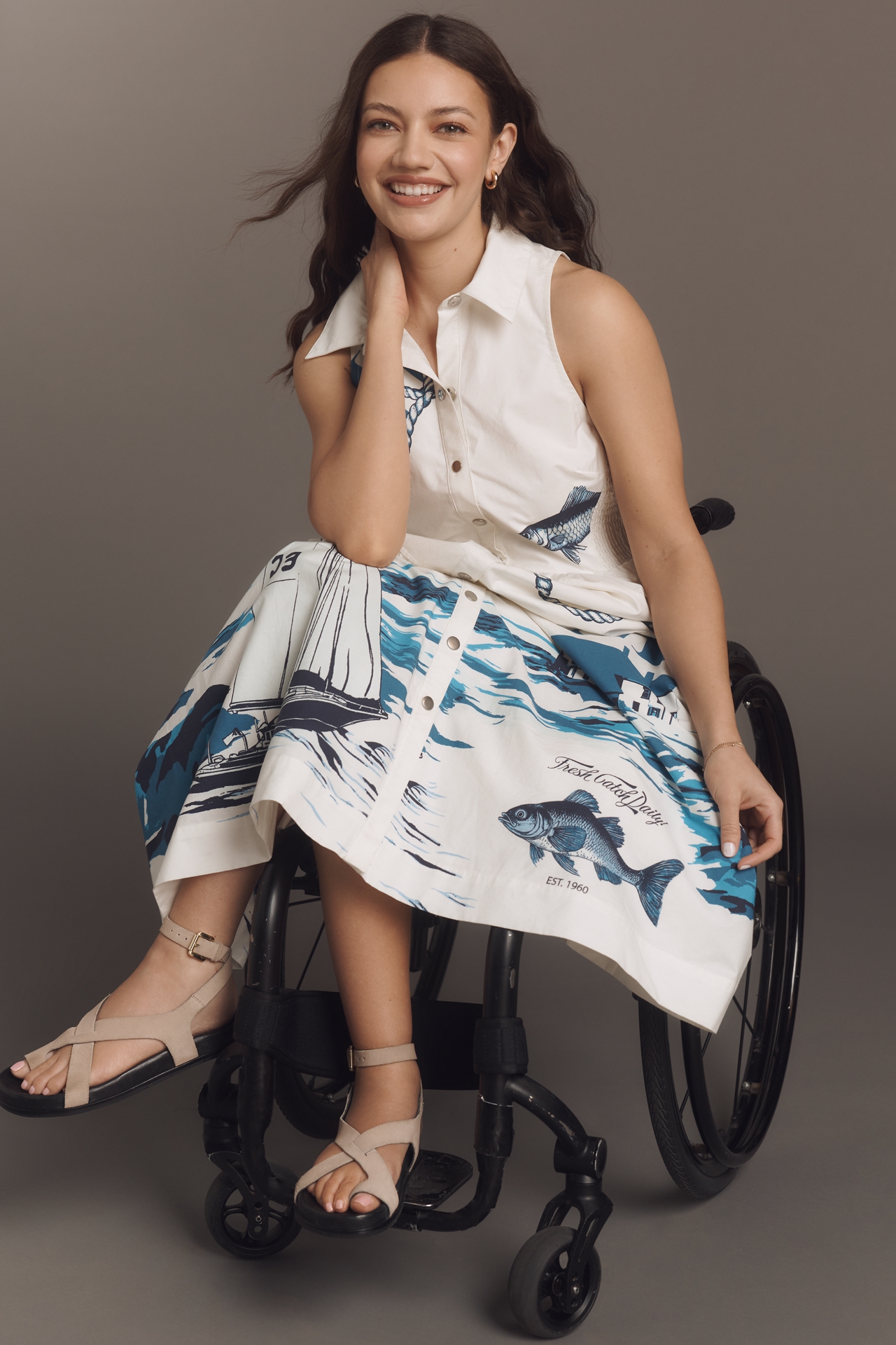 Maeve Sleeveless Midi Shirt Dress