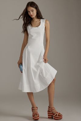 Robe mi-longue sans manches à encolure ronde en White taille: 2XS - By Anthropologie - Modalova