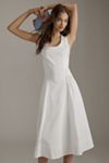 By Anthropologie Sleeveless Poplin Smocked Midi Dress