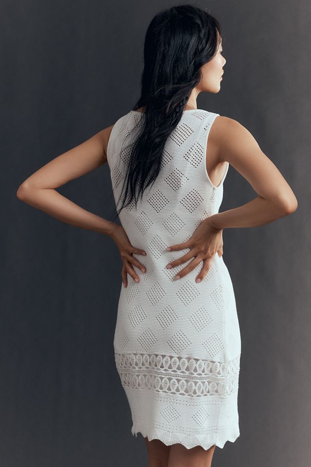 By Anthropologie Sleeveless Crochet Boat-Neck Mini Shift Dress #3